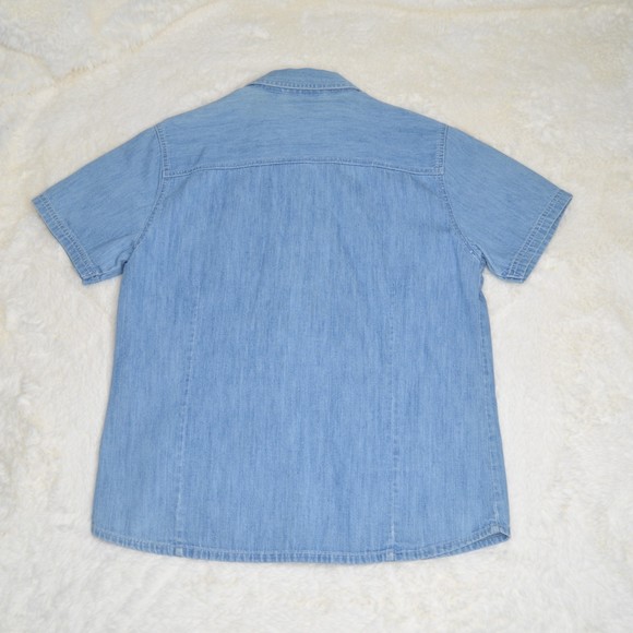 *SALE* Rebecca Malone Jean Button Down Collared Short Sleeve Shirt Size S - Picture 2 of 4